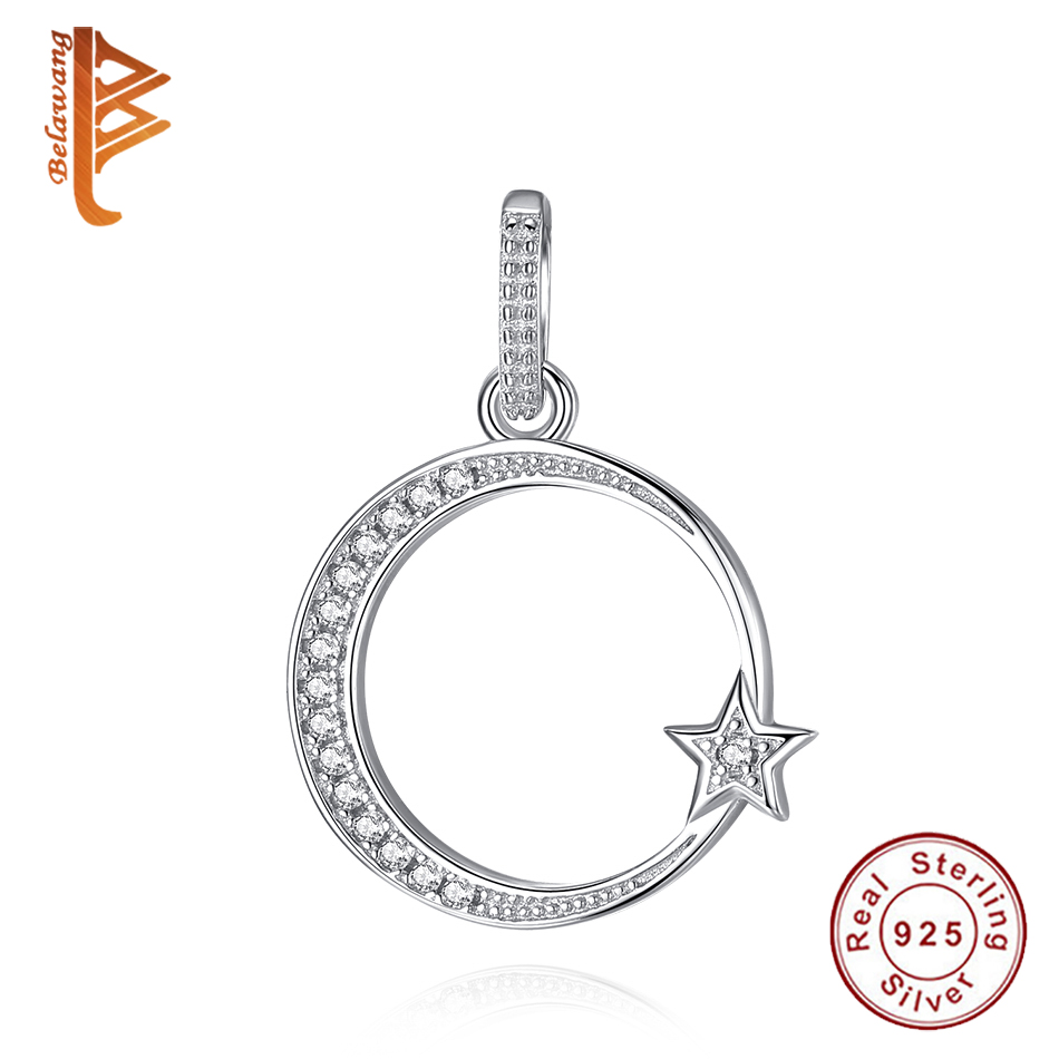 BELAWANG Genuine 925 Sterling Silver Charming Star & Moon Clear CZ Charm Pendant fit Bracelets & Necklace DIY Fashion Jewelry
BELAWANG Genuine 925 Sterling Silver Charming Star & Moon Clear CZ Charm Pendant fit Bracelets & Necklace DIY Fashion Jewelry
