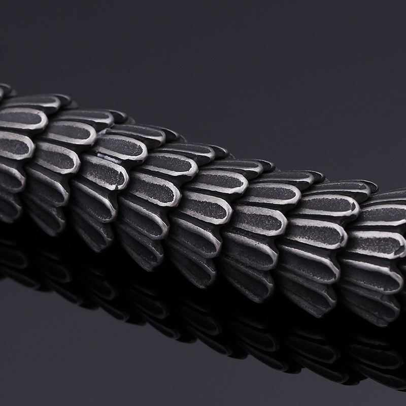 Chinese Dragon Scales Link Chain Bracelets Retro Ancient Silver Solid Stainless Steel Men Bangle