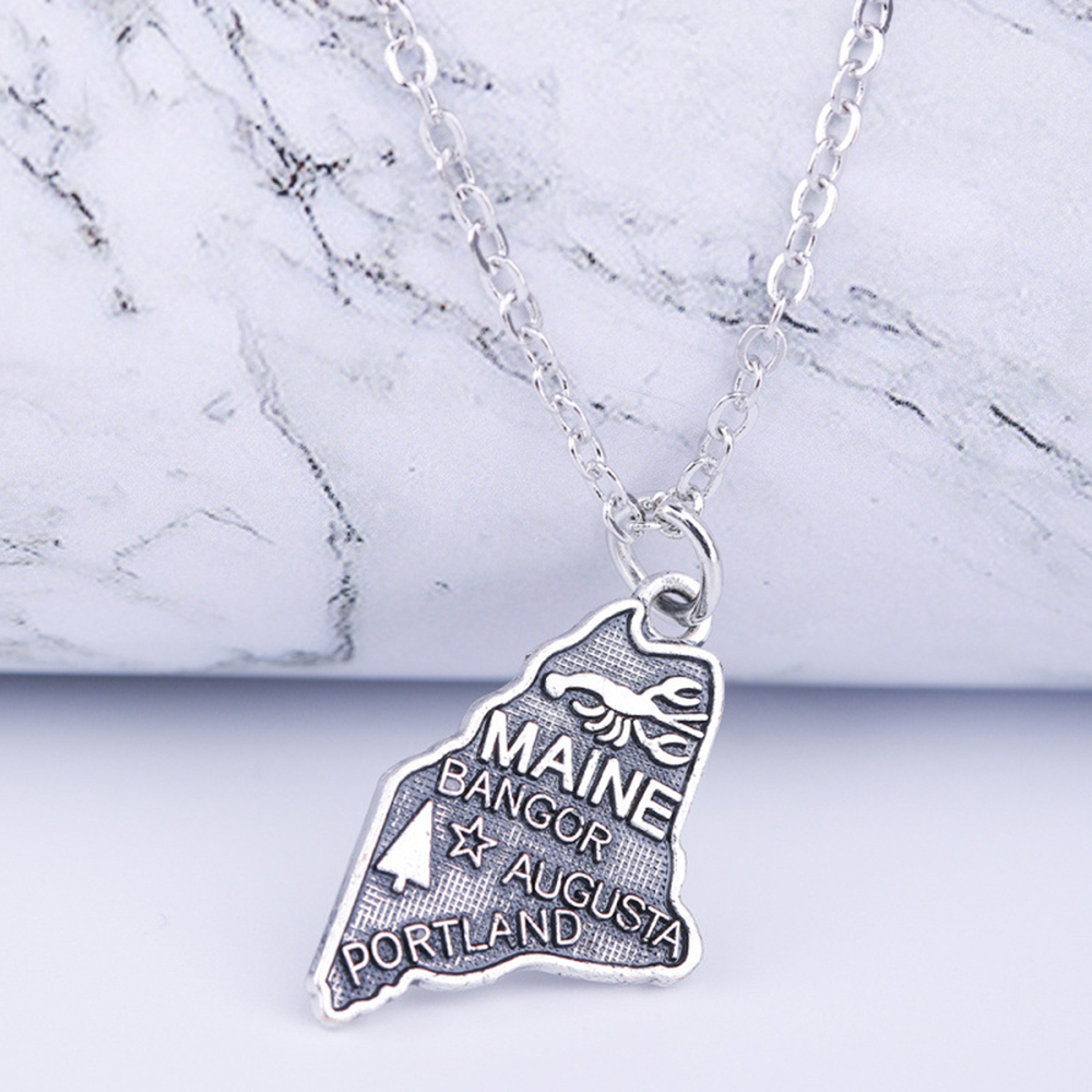 12pcs/lot New Fashion map necklace antique silver tone MAINE map charm pendant necklace men and women jewelry gift
12pcs/lot New Fashion map necklace antique silver tone MAINE map charm pendant necklace men and women jewelry gift