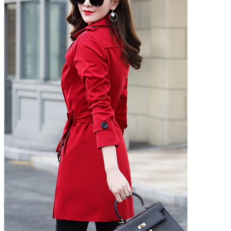 5 Color 2018 Spring Autumn Women Trench Coat Lapel collar Mid-long Slim Female Coat New Style Fashion Plus-size LADIES513