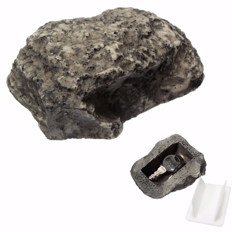 

Key Box Rock Hide In Stone Security Safe Storage Organizer Door Case Box Hiding Outdoor Garden Ornament 6x8x3cm Fake Rock Holder, As pic