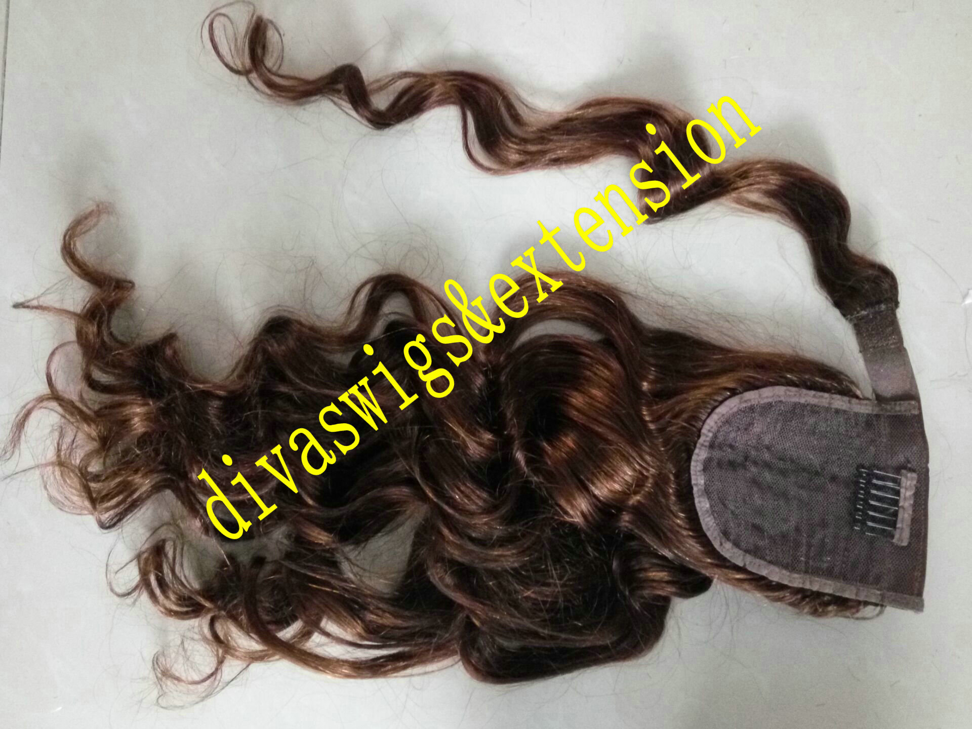 DIVA brown loose wave remy hair ponytail hairpiece wraps clip in 100g-160g human hair ponytail hair extension fast delivery by dhl