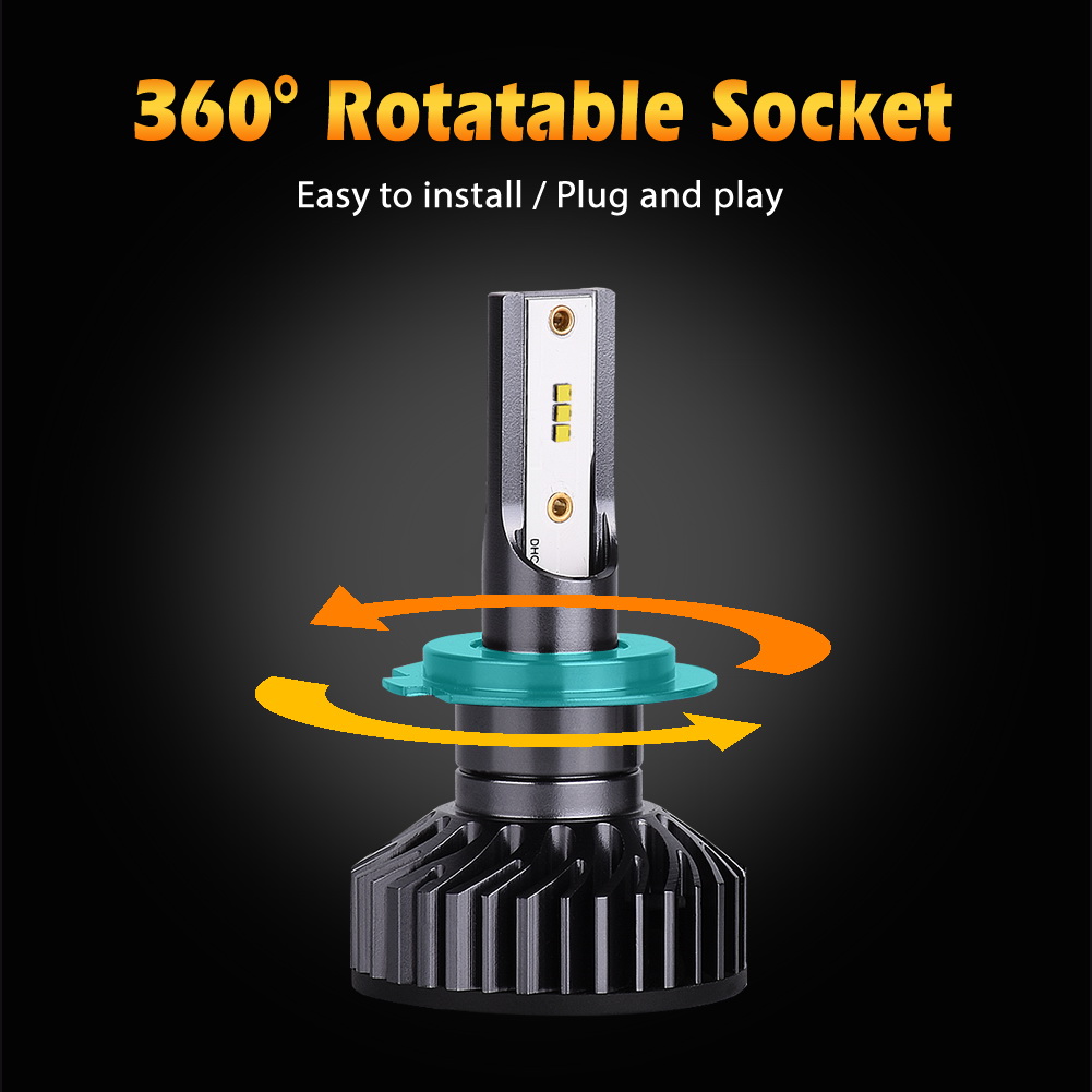 Infitary LED Headlight Bulbs H7 Conversion Kits Single Beam Auto Headlamp Car Headlight 72W 6500K 8000LM Super Bright White ZES Chips