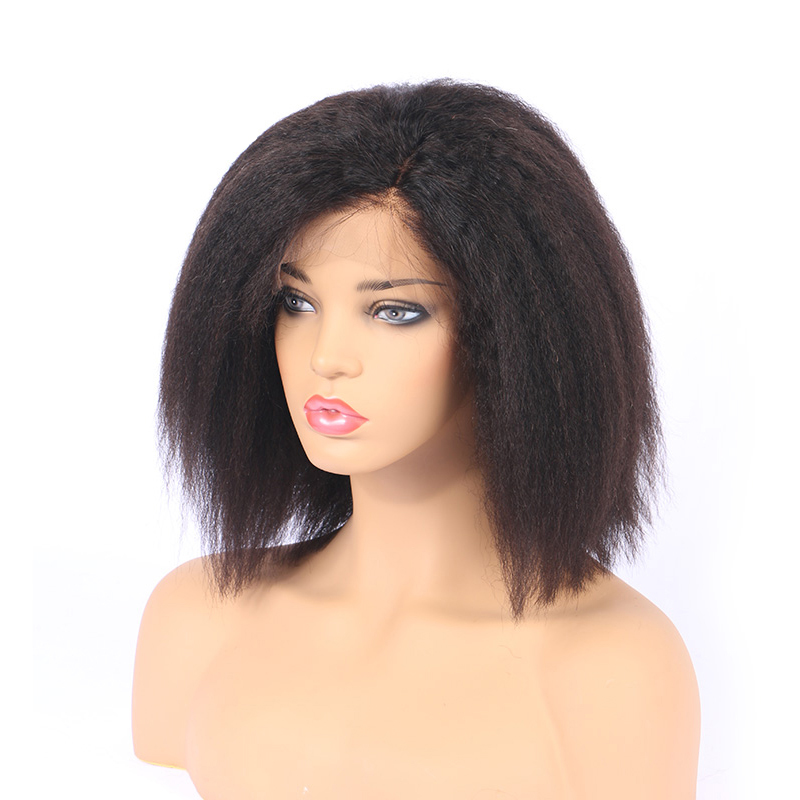 Kinky Straight Wig Glueless Lace Front Human Hair Wigs for Black Women with Baby Hair Virgin Human Hair Italian Yaki Wig