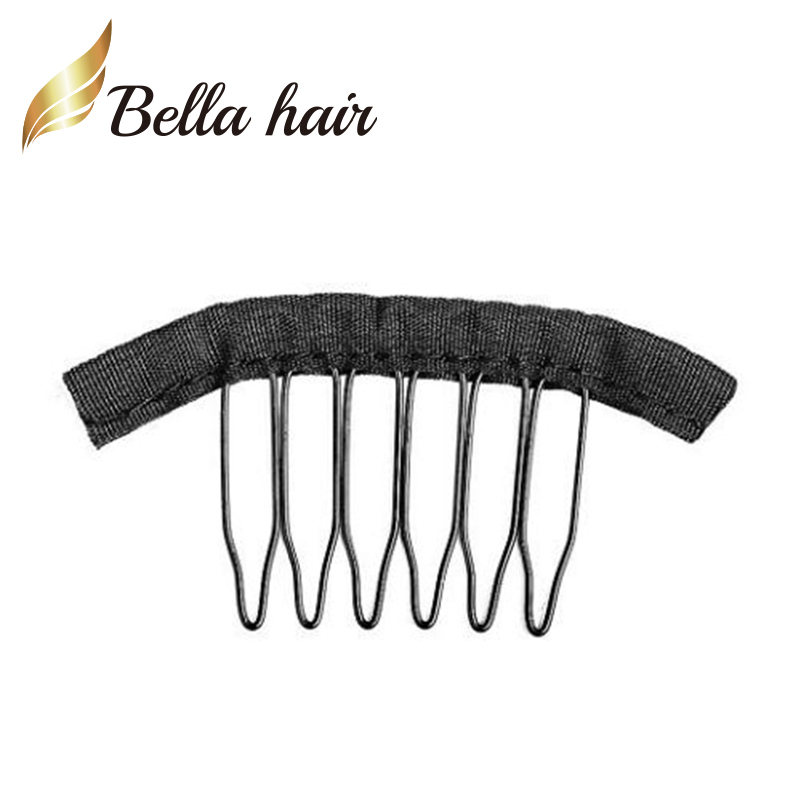 Bella Hair Professional 32 Pcs Wig Combs For Wigs Caps to Make Fix Wigs Black Color Clips Julienchina 6-Teeth Wig Comb Wig Clips with Cloth for Making