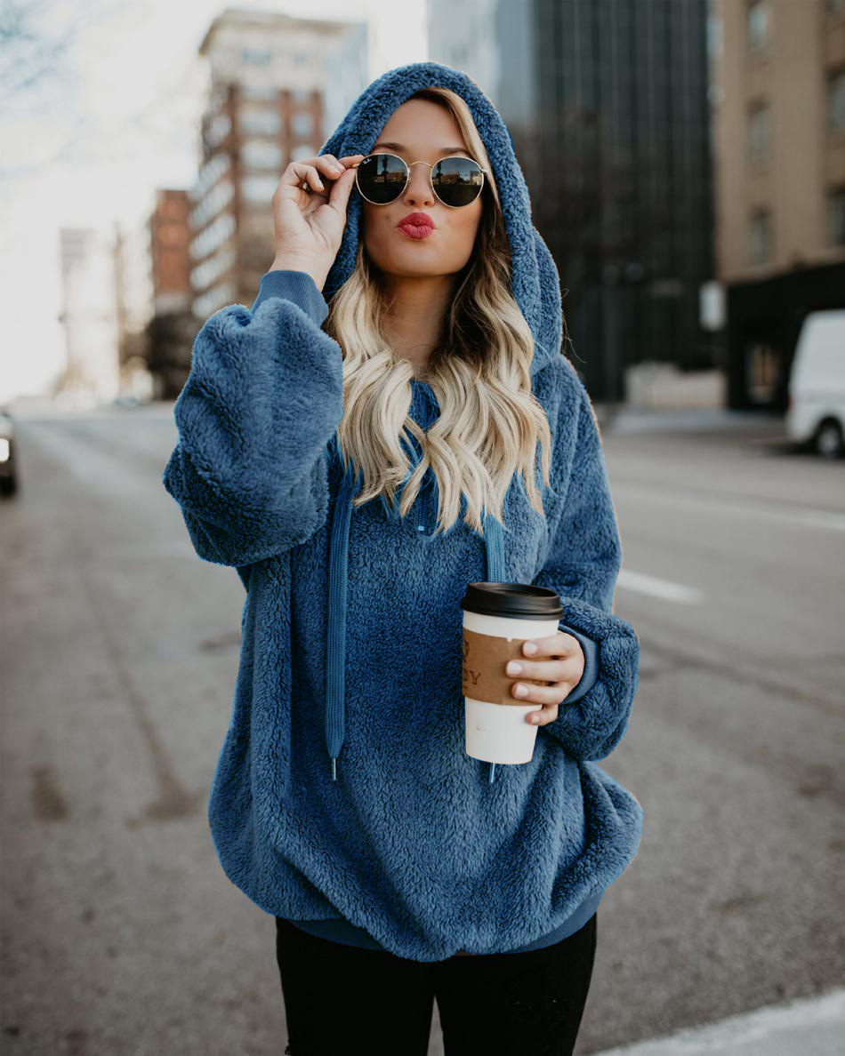 European autumn winter new fashion long sleeve hooded solid color sweater jacket S~5XL support mixed batch