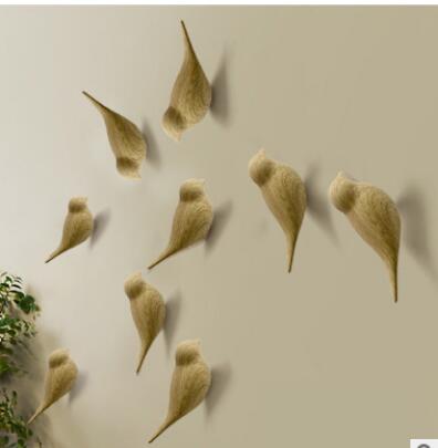Wholesale- Creative wall hooks bird decoration Resin wood grain hooks bedroom door after animals Hooks 3D coat hook single wall hanger L50