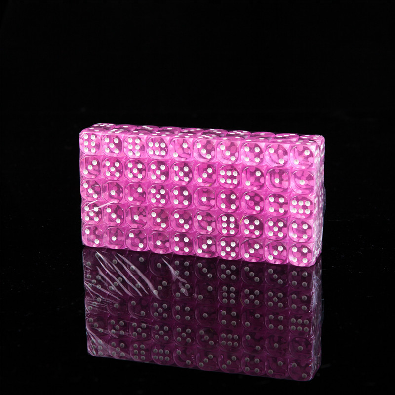 New 100pcs 1218MM Dice Transparent Color Point 16 Digital Automatic Game KTV Dice Acrylic Gambing Dices