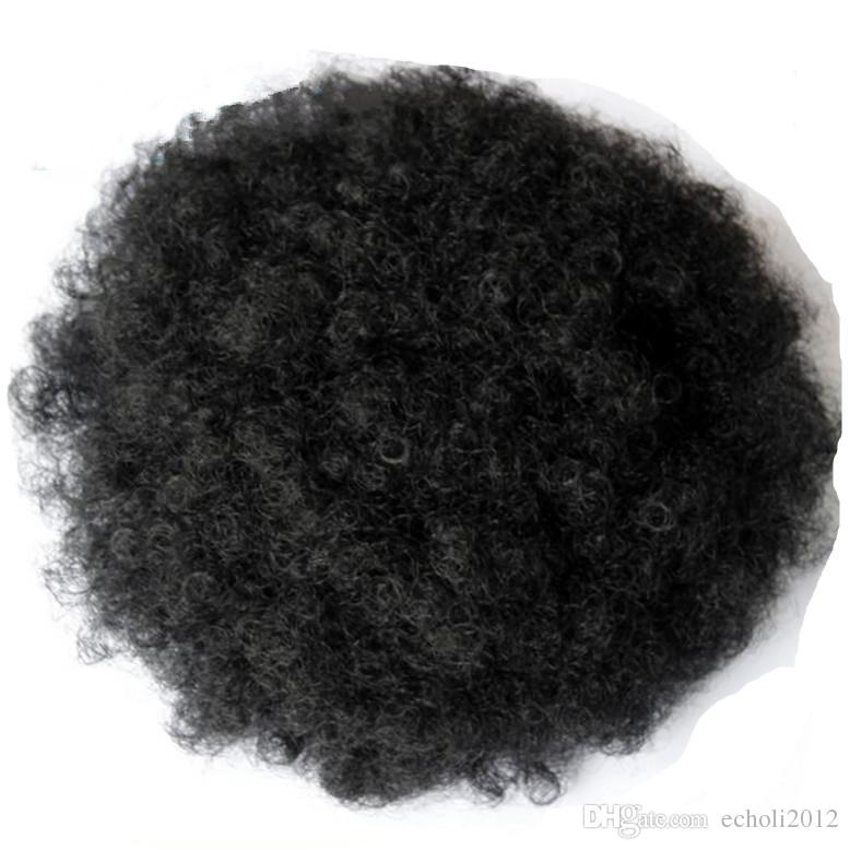 Natural short ponytail hairstyle for women 120g Afro Curl Drawstring Ponytail Puff Human Hair Chignon two Combs Updo KINKY CURLY Afro hair