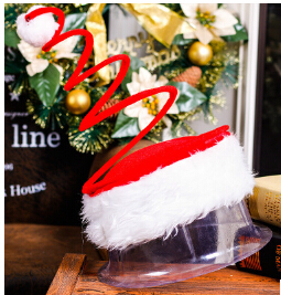 Christmas Spiral Spring Caps Children Adult Red Christmas Hat With White Plush Merry Christmas For New Year Decoration