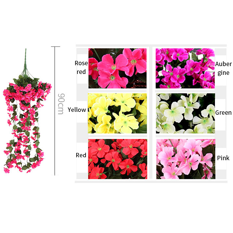 Violet Artificial Flower Decor Simulation wedding Wall Hanging Basket Flower vine Orchid Silk Flower rattan outdoor corridor DIY3328077