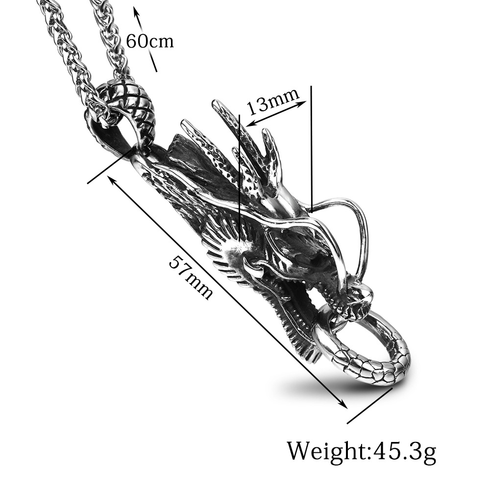 Elegant 316L Stainless Steel Dragon Head Pendant - 18K Gold-Plated Men's Accessory
