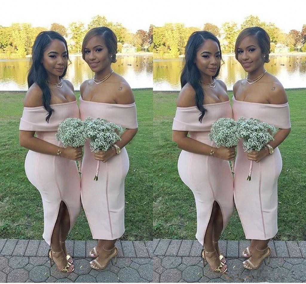 South African Blush Pink Sheath Bridesmaid Dresses 2018 Sexy Off Shoulder Satin Side Split Prom Party Dresses For Wedding Plus Size Gowns
South African Blush Pink Sheath Bridesmaid Dresses 2018 Sexy Off Shoulder Satin Side Split Prom Party Dresses For Wedding Plus Size Gowns