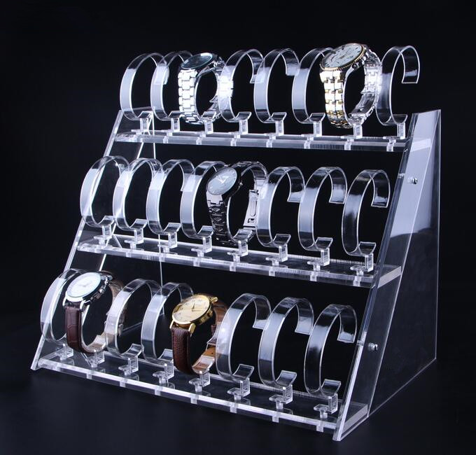 Clear Acrylic Watch display stand Three Tiers Of 24 Bit Watch Holder Jewelry Showcase Watch Bracelet display rack free shipping
Clear Acrylic Watch display stand Three Tiers Of 24 Bit Watch Holder Jewelry Showcase Watch Bracelet display rack free shipping