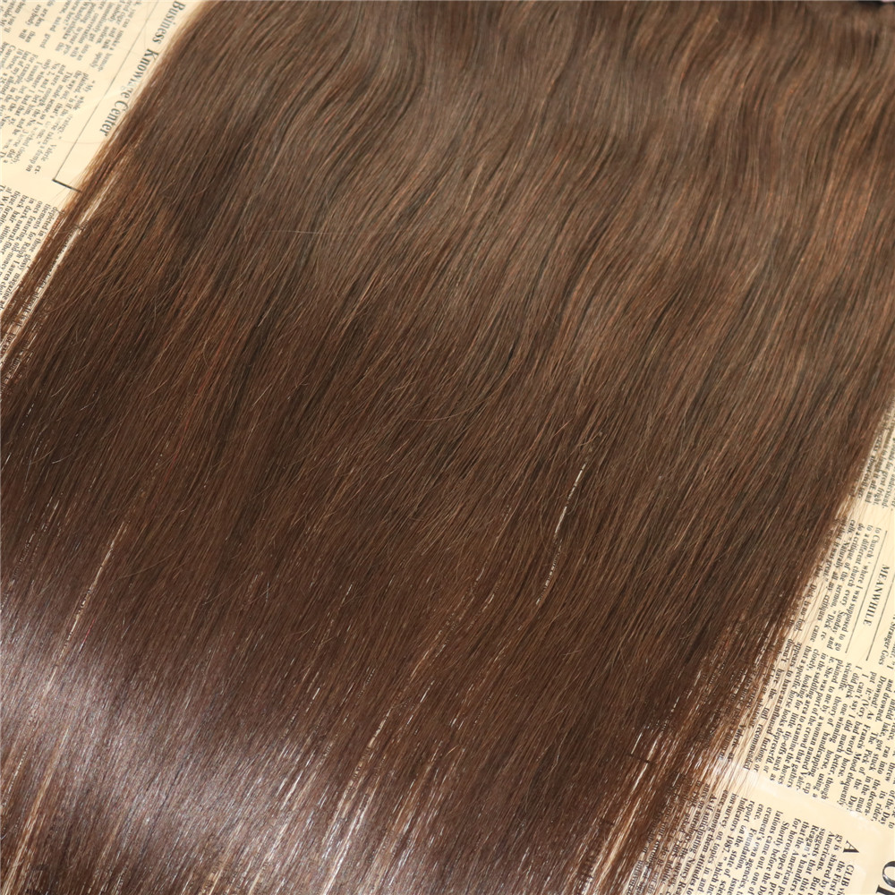 Wholesale Real Remy Human Hair #4 Dark Brown One Piece Clip in Hair Extensions with 5 clips Slik Straight Clip on Extension 70g
