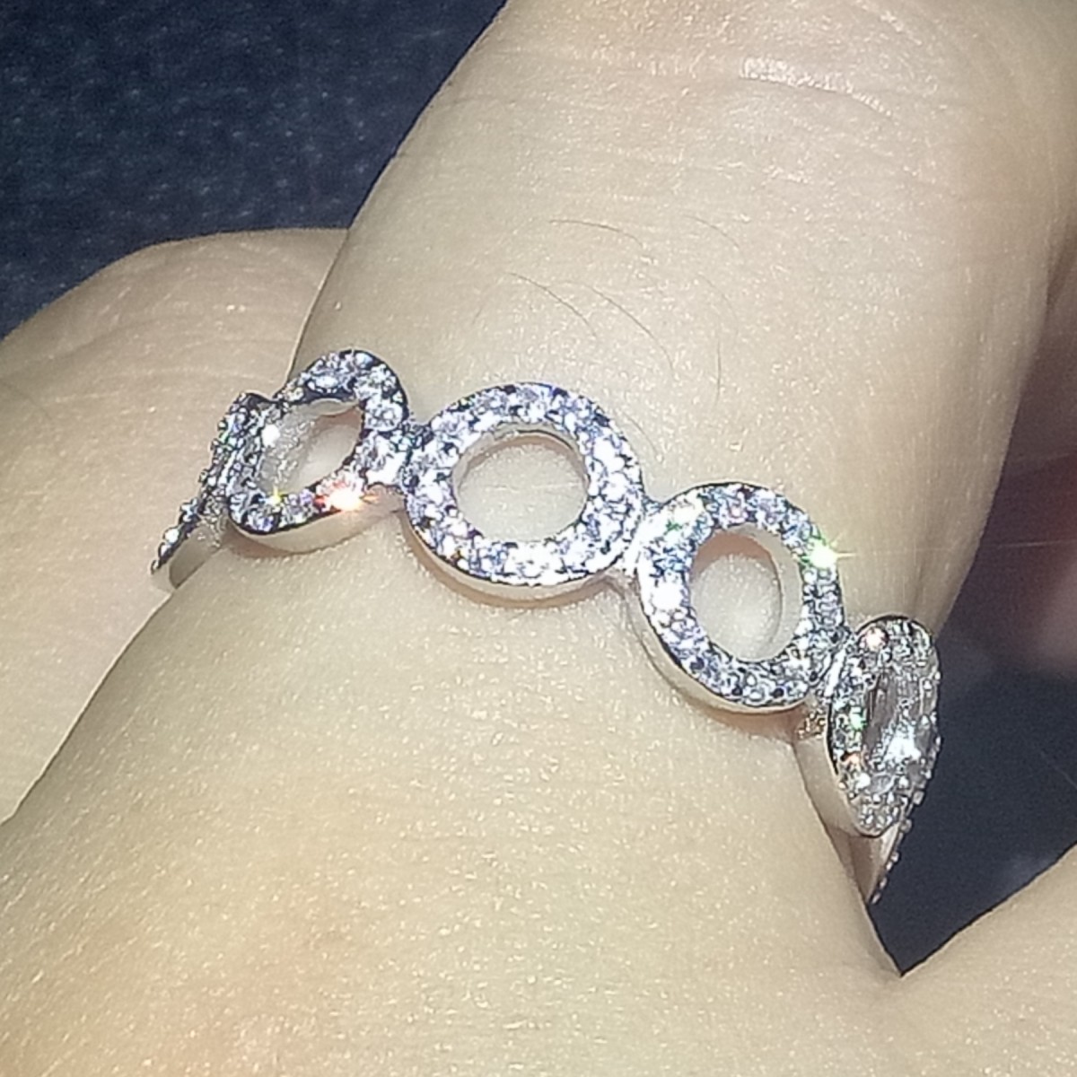 Sterg Sier Circle Ring with Pave White Sapphires for Women