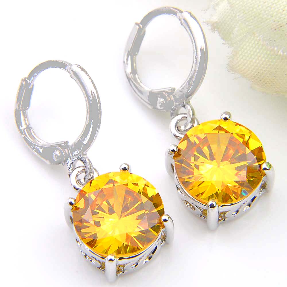 LuckyShine Fine Women Jewelry Gift Multi-color Round peridot Garnet Topaz Earrings 925 Sterling Silver Earrings Russia Wedding Party Jewelr
