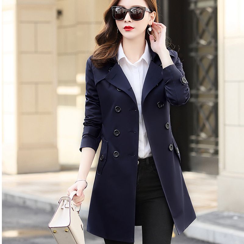 5 Color 2018 Spring Autumn Women Trench Coat Lapel collar Mid-long Slim Female Coat New Style Fashion Plus-size LADIES513