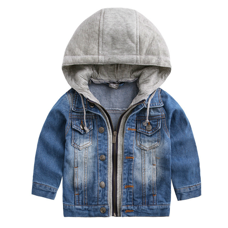 2018 New Baby Boys Denim Jacket Classic Zipper Hooded Outerwear Coat Spring Autumn Clothing Kids Jacket Coat