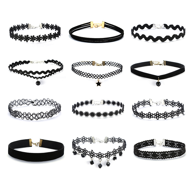 Hot Sale Multi-Layer Tattoo Choker Necklace Charm Long Tassel Adjustable Pendants Necklaces for Women Black Lace Chokers
Hot Sale Multi-Layer Tattoo Choker Necklace Charm Long Tassel Adjustable Pendants Necklaces for Women Black Lace Chokers