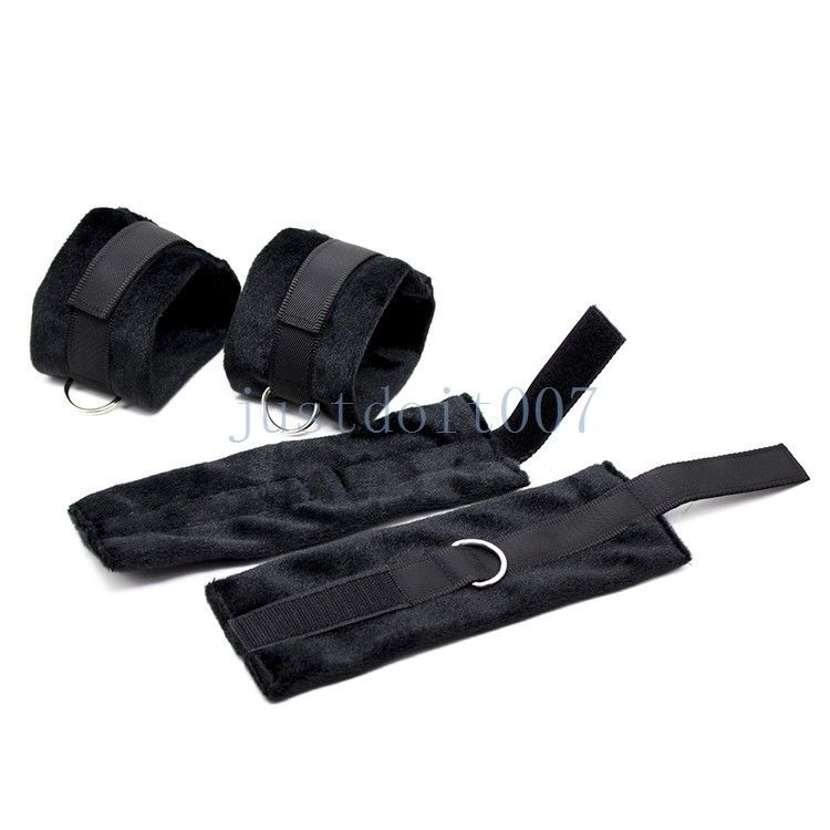 Bondage Bed Restraint System Strength Nylon Straps with Thick Plush Cuffs Adjustable #R98