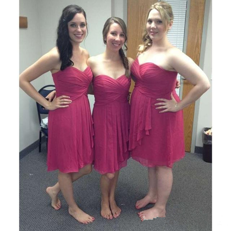 Cheap Short Bridesmaids Dresses Chiffon Knee Length A Line Maid of Honor Gowns Boho Beach Plus Size Bridesmaid Dress