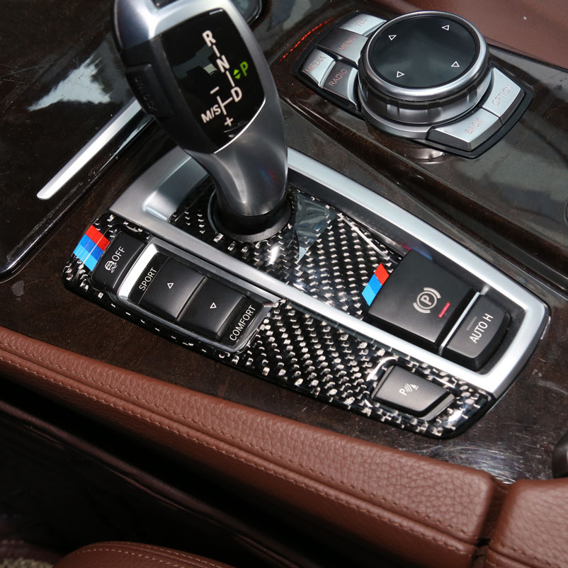 Carbon Fiber For BMW 5 Series F10 F18 2011-2017 Car Inner Gearshift Air Conditioning CD Panel Door Armrest Cover Trim Car Sticker