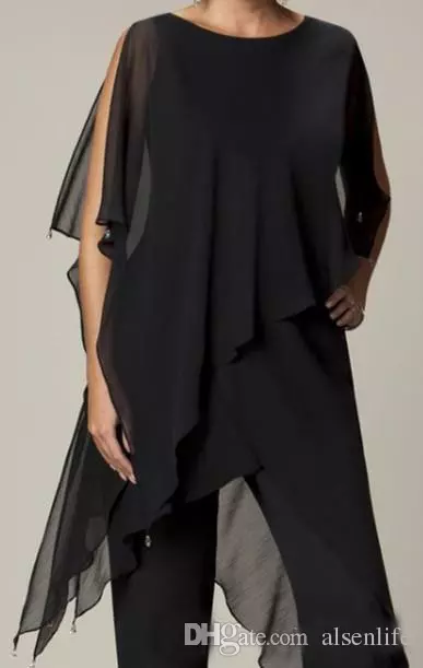 hot sale black mother of the bride suits chiffon custom made wedding guest dresses prom party wear