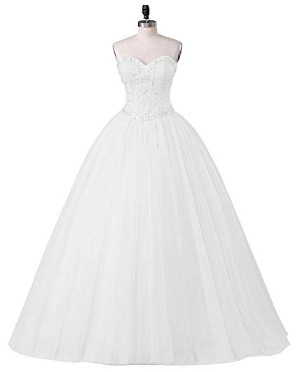 2018 New Sexy Long Sweetheart Ball Gown Tulle Quinceanera Dresses Beaded Crystal Masquerade Sweet 16 Prom Party Prom Gown