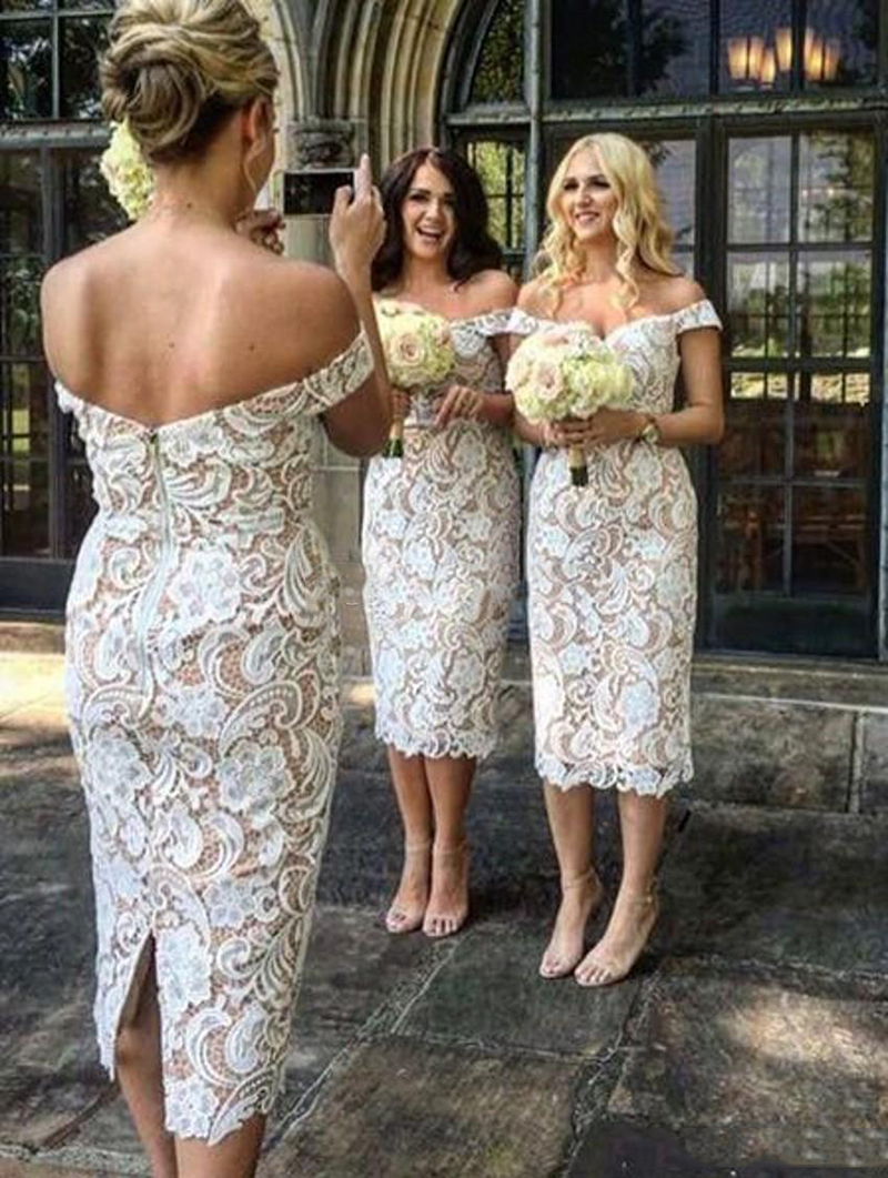 Off Shoulder Sheath Knee Length Backless Wedding Bridesmaid Dresses Short Bridal Dresses Elegant Lace Short Bridal Party Dresses
Off Shoulder Sheath Knee Length Backless Wedding Bridesmaid Dresses Short Bridal Dresses Elegant Lace Short Bridal Party Dresses