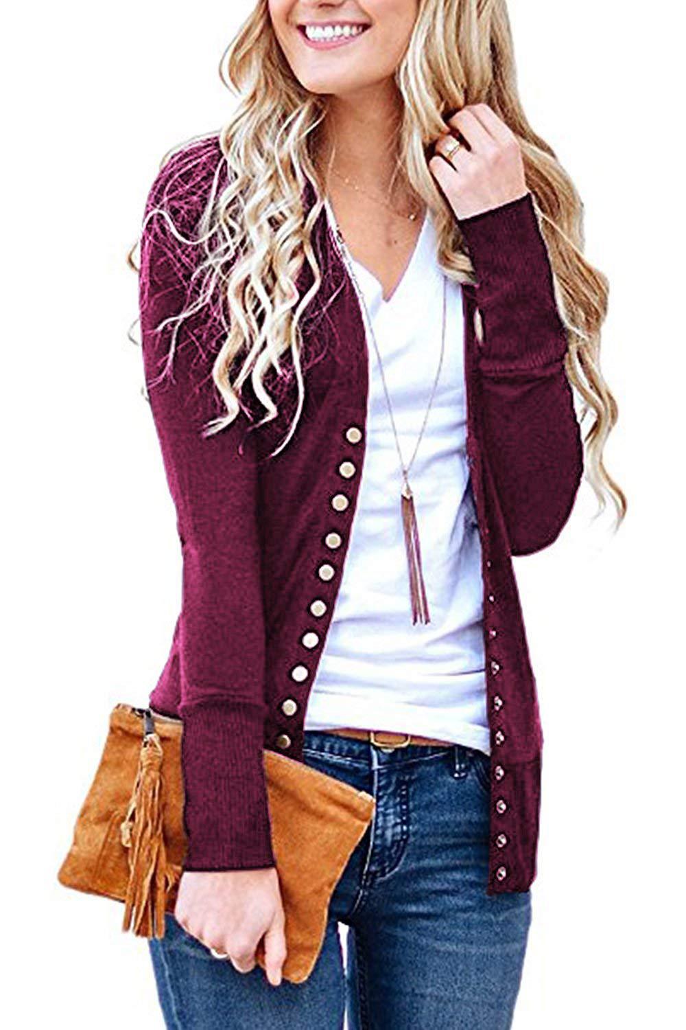 New fashion short sleeve solid color V-neck long-sleeved button cardigan T-shirt S M L XL XXL support mixed batch