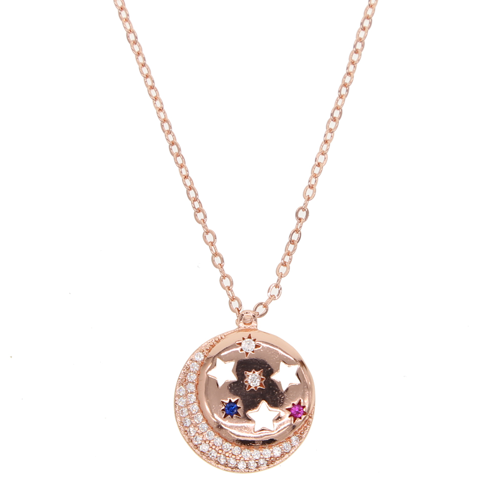 factory fashion wholesale jewelry galaxy moon star engraved unique sparking stars elegance lovely cute necklace for Christmas gift