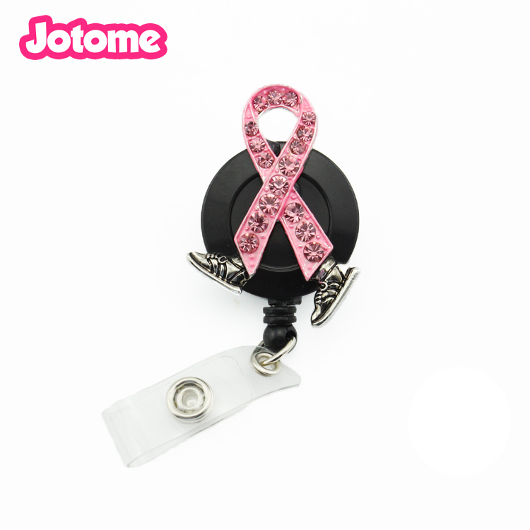 10pcs/lot Mix style medical yoyo retractable badge pull reel nurse Breast Cancer Awareness pink ribbon Id working holder