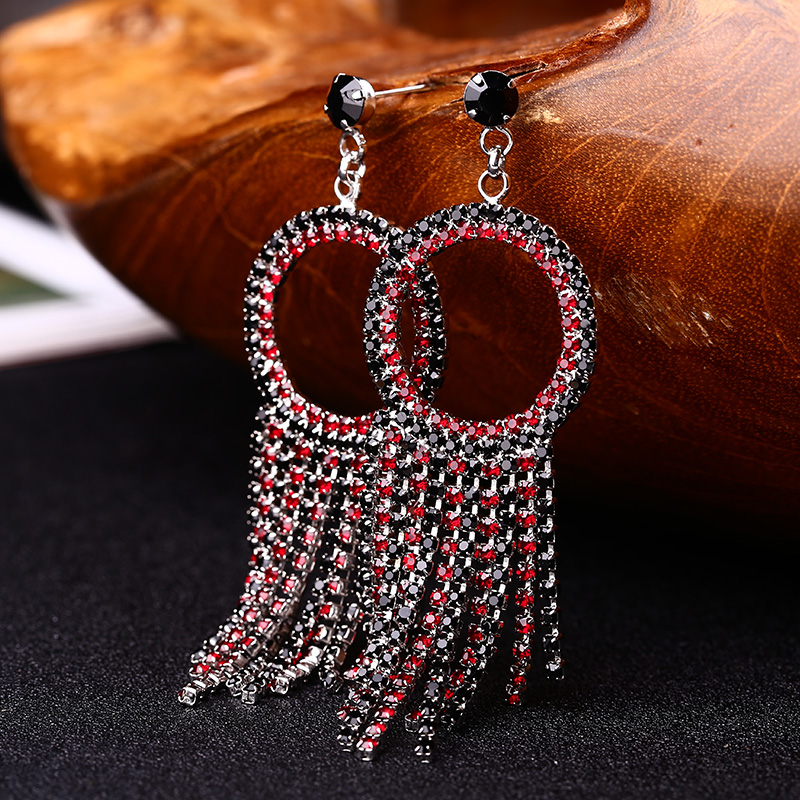 New Fashion Crystal Long Tassel Drop Earrings red and black rhinestone long earrings For Women E064
New Fashion Crystal Long Tassel Drop Earrings red and black rhinestone long earrings For Women E064