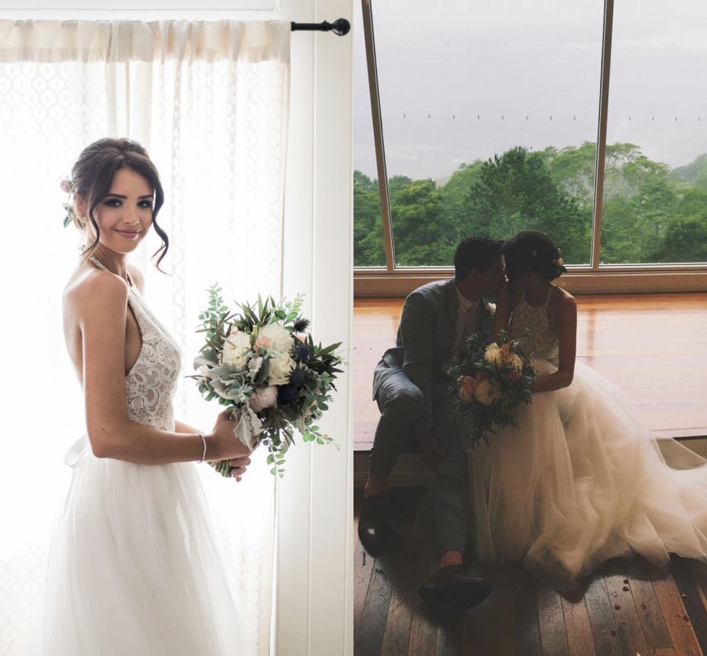 Boho Wedding Dresses 2018 Gorgeous Halter Lace Tulle Backless Long Wedding Gowns Sexy Beach Bridal Dresses Sweep Train, Ivory
Boho Wedding Dresses 2018 Gorgeous Halter Lace Tulle Backless Long Wedding Gowns Sexy Beach Bridal Dresses Sweep Train, Ivory