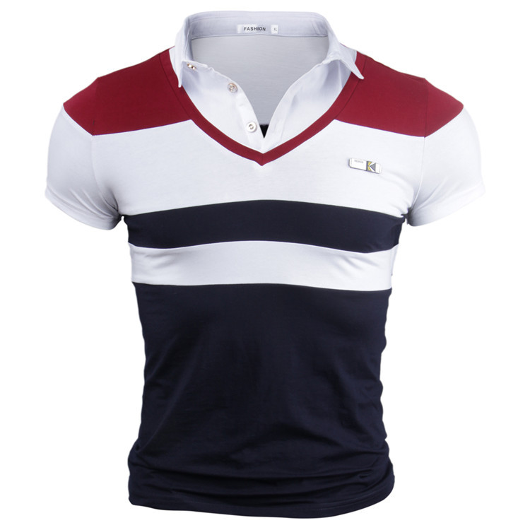 V-Neck T Shirt for Men Summer Wide Striped Short Sleeve Tees Large Size Breathable Slim Tops, Red
V-Neck T Shirt for Men Summer Wide Striped Short Sleeve Tees Large Size Breathable Slim Tops, Red