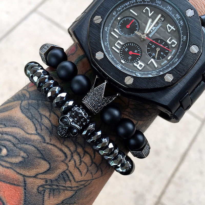Men Bracelet Crown Bracelets Warrior Jewelry Skull Skeleton Titanium Steel Bangle Halloween Gift Valentine's Day Holiday Christmas
