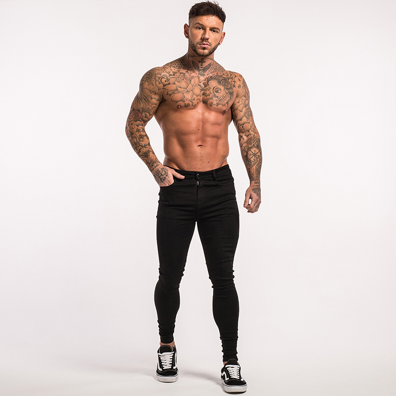 Gingtto Skinny Jeans For Men Super Stretch Skinny Tight Pant Big Size Cotton Comfortable Dropshipping Supply Grey Jeans zm09 S913
