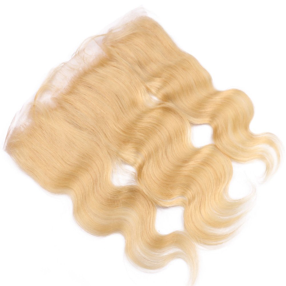 Free shipping 13x4 To Ear Lace Frontal Body Wave 613# Blonde Color Human Closure with Baby Hair