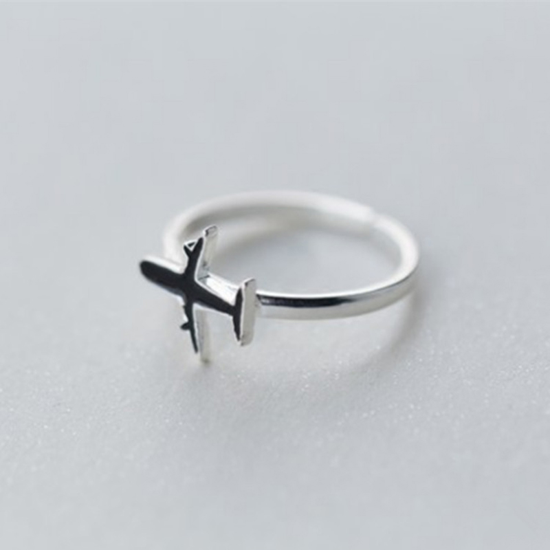 925 sterling silver mini airplain adjustable ring for women kids jewelry tiny plane air plain sculpture ring VRS2304
