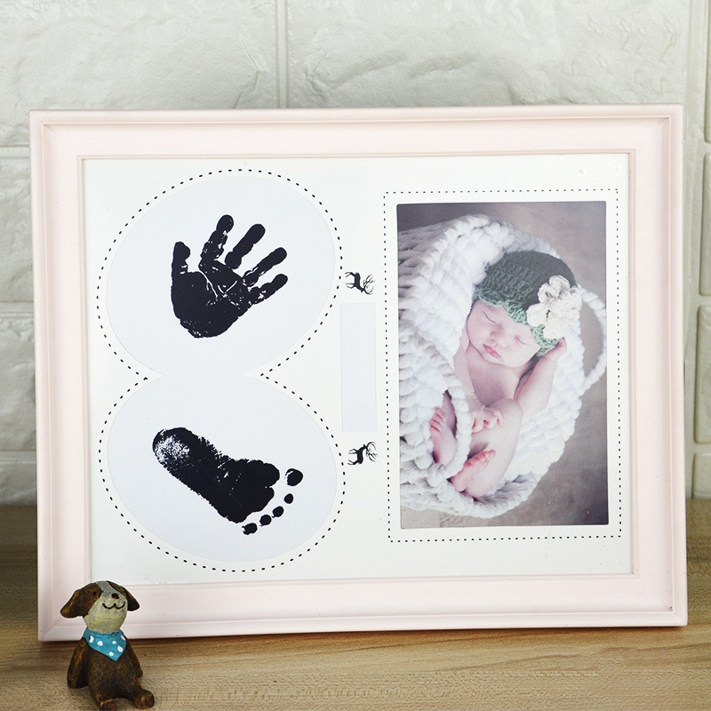 1Pcs Pretty Baby Photo Frame Newborn Handprint Footprint Non-Toxic Ink Pad Kids Picture Frame Birthday Gift Room Decorations