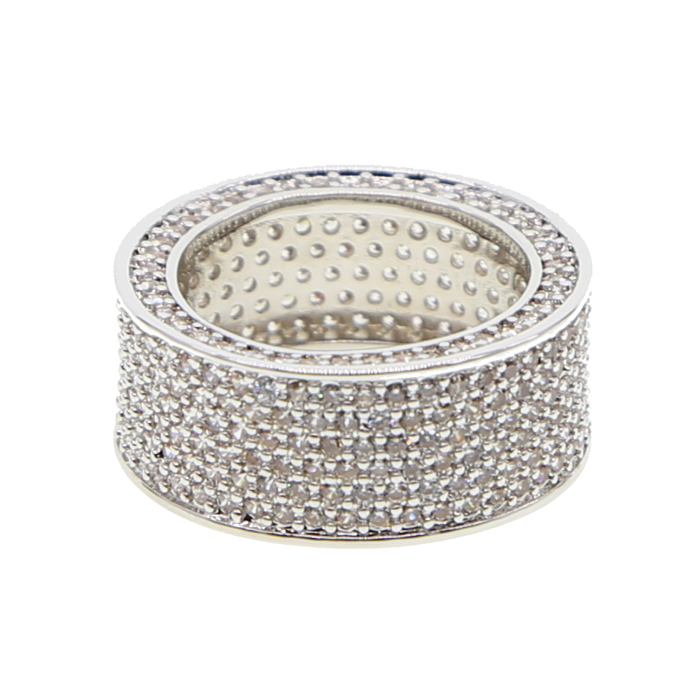 Wedding engagement band ring for men boy gift micro pave cz full band Classic silver plated hip hop Rock jewelry