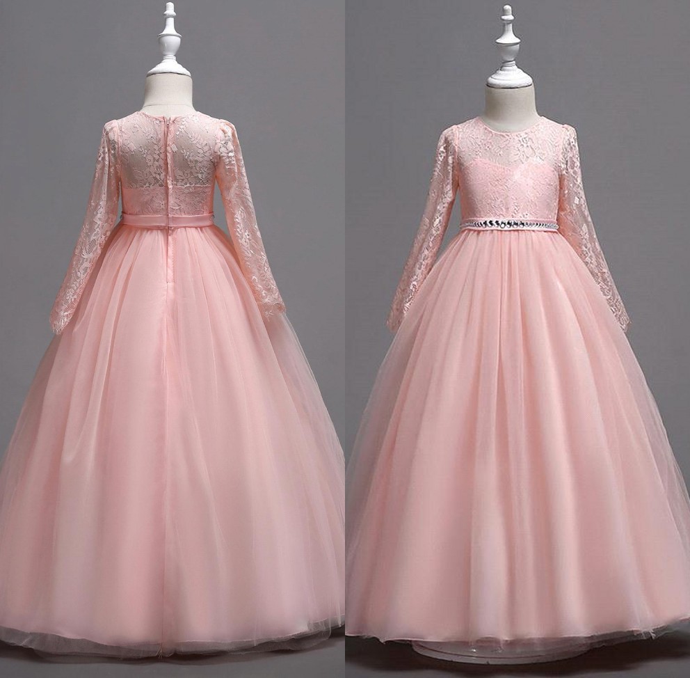 Cute Lace Little Kids Infant Flower Girl Dresses Princess Jewel Neck Long Sleeves Tulle Girls' Pageant Short Formal Wears for Wedding MC1746, Pink
Cute Lace Little Kids Infant Flower Girl Dresses Princess Jewel Neck Long Sleeves Tulle Girls' Pageant Short Formal Wears for Wedding MC1746, Pink
