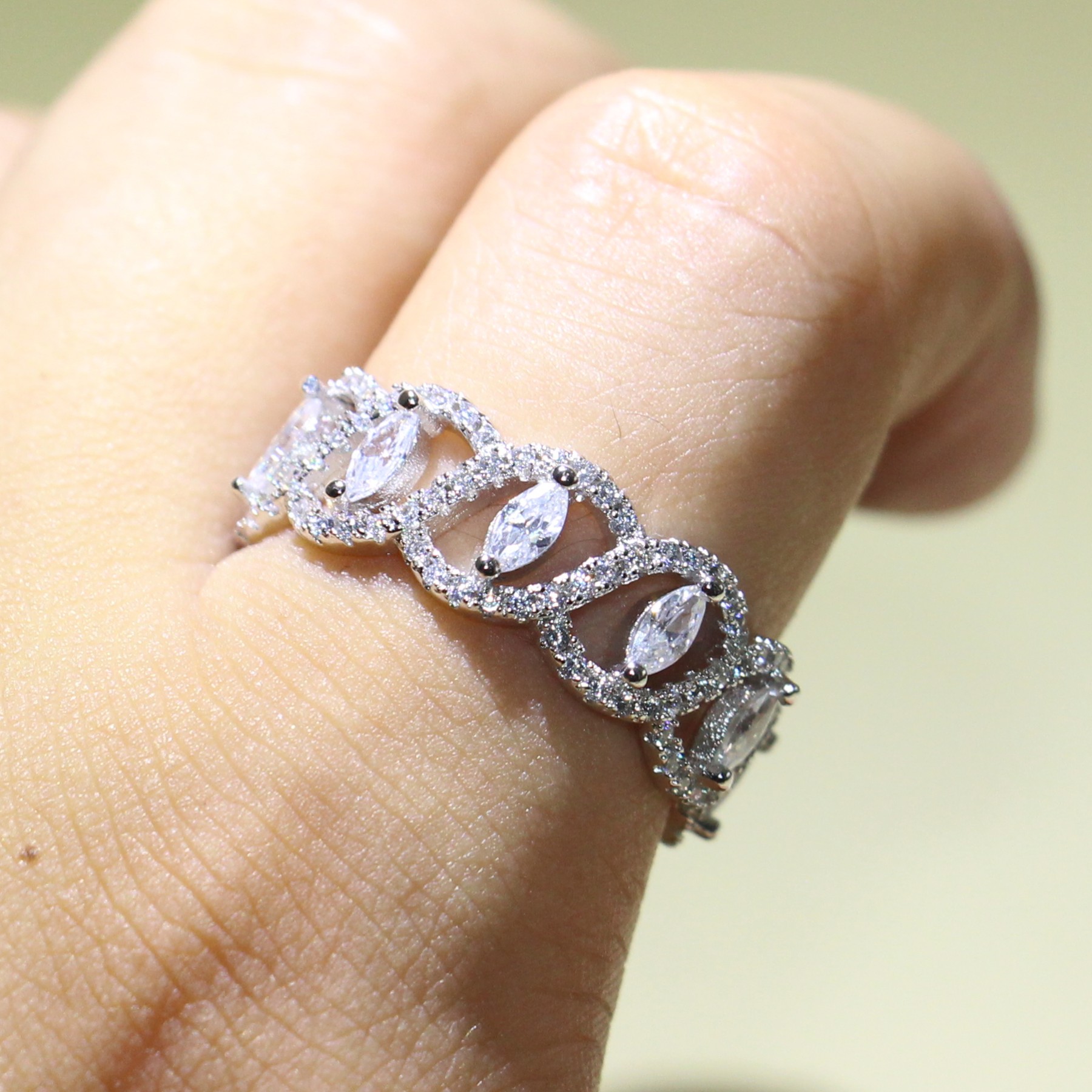 Dainty Promise Ring, Size 5-10, Sterling Sier Engagement Rings, Marquise Cut CZ Cross Band Ring for Women Free shipping