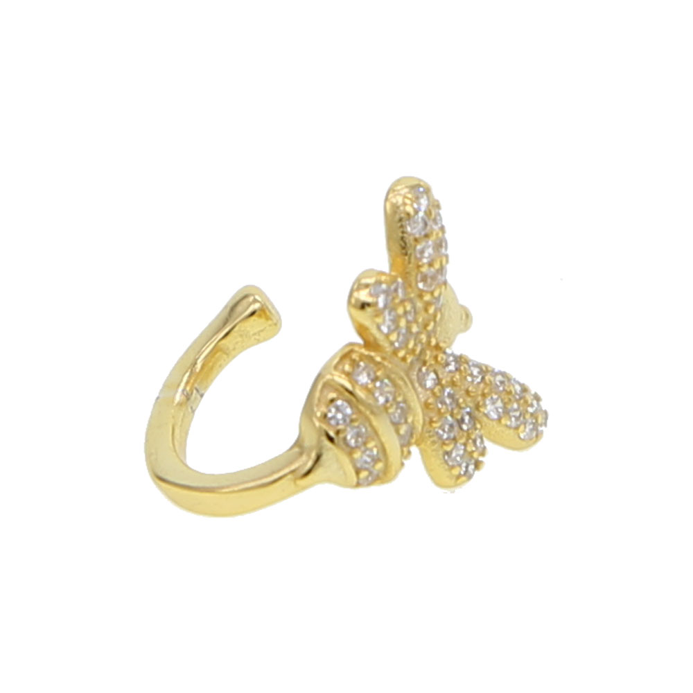 2 Styles Cute Insect Bee Micro Pave Cubic Zirconia Earrings Gold Color Women Studs Ear Cuff Earrings