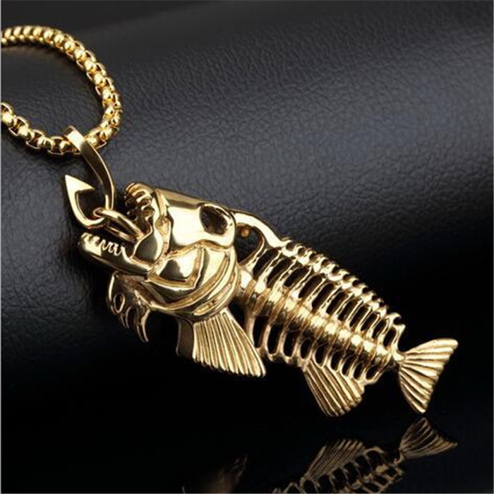 Charms Fish Bone Fishing Hook Pendant Necklaces Shellhard Stainless Steel Hollow Fish Skeleton Bone Necklace Fashion Jewelry Wholesale
Charms Fish Bone Fishing Hook Pendant Necklaces Shellhard Stainless Steel Hollow Fish Skeleton Bone Necklace Fashion Jewelry Wholesale