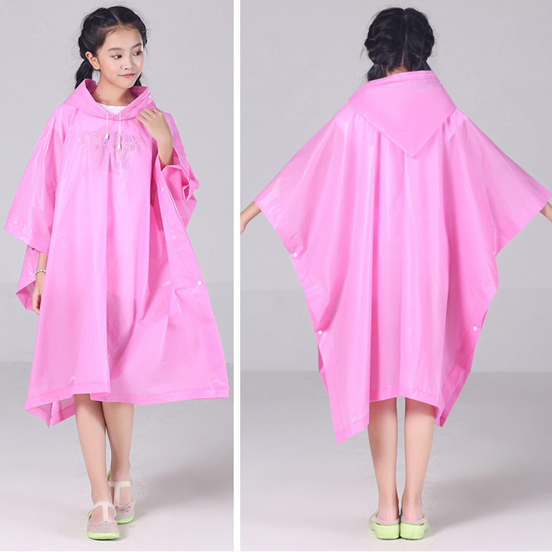 Reusable Children Raincoat Cartoon Transparent Waterproof Rainproof Rain Coat Kids Hooded Cloak Type Poncho Student Rainsuit