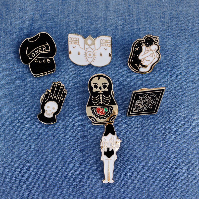 Vintage Jewelry Evil Hard Enamel Pins Punk Lapel Pin Skeleton Skull Palm Totem Introvert Loner Brooch Button Clothes Bag Badges
Vintage Jewelry Evil Hard Enamel Pins Punk Lapel Pin Skeleton Skull Palm Totem Introvert Loner Brooch Button Clothes Bag Badges