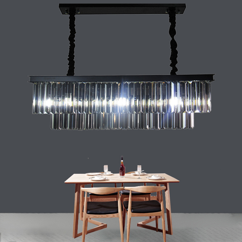 Modern Rectangular Crystal Chandelier Lighting Crystals Tube Ceiling Light for livingroom Dinner Room