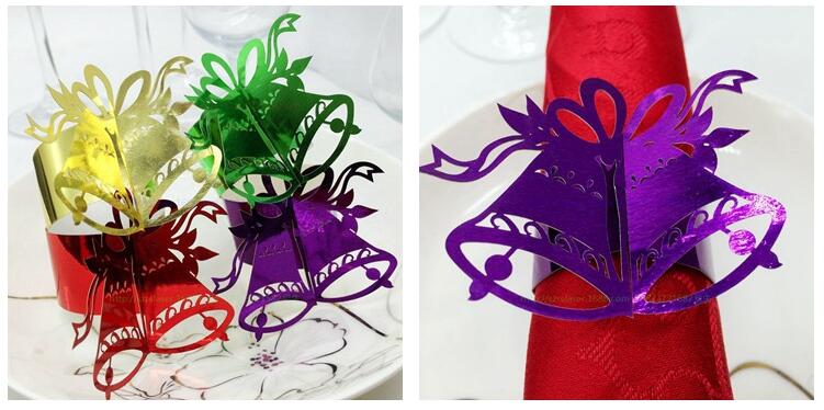Paper Napkin Rings Serviette Rings Napkin Holder West Dinner Towel Napkin Ring Snowflake Bell Christmas Tree Party Decoration